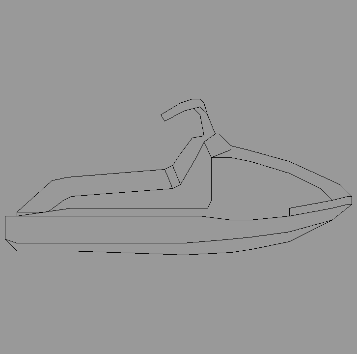 Bloque Autocad Vista de Moto acuática Bibliot. 2D-3D en Perfil